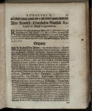 Ihro Römisch-Königlichen Majestät Rudolphi II. Wahl-Capitulation.