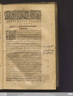 Systematis Logici Praecognita.