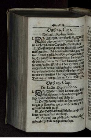 Das 24. Cap. De Lactis Redundantia. Das 25. Cap. De Lactis Depravatione.
