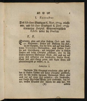 [Herzogliche Verordnungen, Tübingen, um 1744]