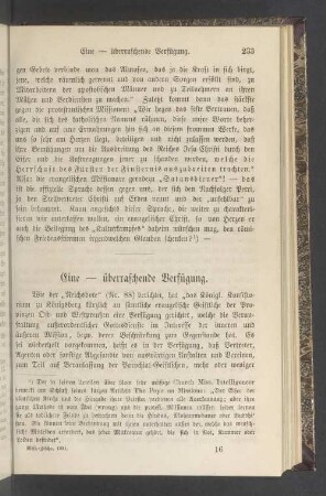 Eine — überraschende Verfügung