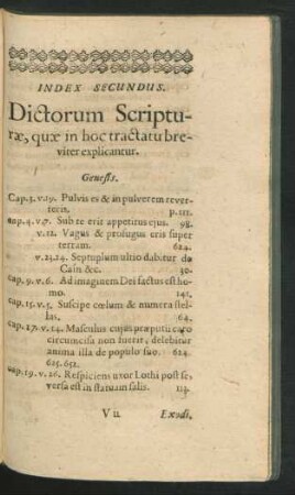 Index Secundus. Dictorum Scripturae