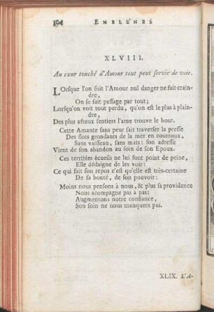 XLVIII. Au cœur touché d'Amour tout peut servir de voie.