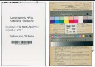 Entnazifizierung Wilhelm Kistermann , geb. 21.09.1912 (Gaertner)