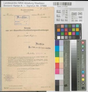 Mussum (Bocholt), Teilungssache Mussum, Katasterauszug mit Auszug aus den Grundsteuerfortschreibungsverhandlungen