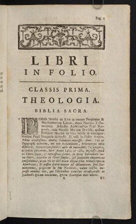 1-37, Classis Prima. Theologia - Classis Secunda. Jurisprudentia