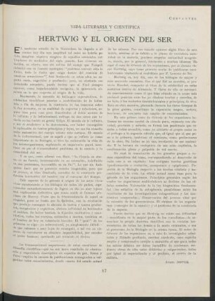 Vida literaria y cientifica - Hertwig y el origen del ser