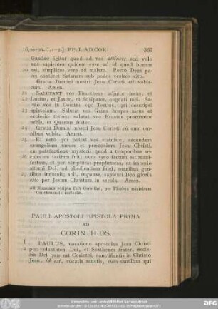 Pauli Apostoli Epistola Prima Ad Corinthios.