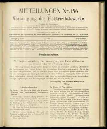 Mitteilung Nr. 156. Jg. 13, September 1914