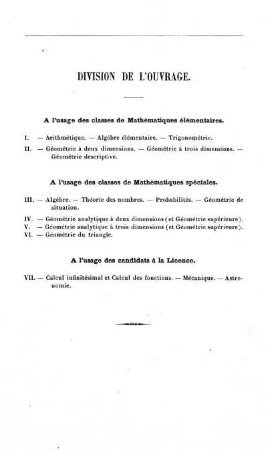 Division De L'Ouvrage.