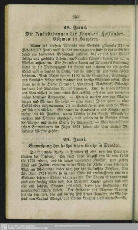 28. Juni. Die Ansiedelungen der Franken-Holländer-Böhmen in Sachsen