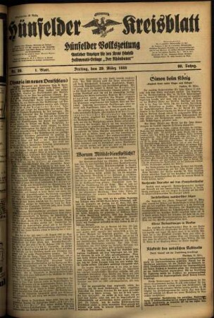 Erste Ausgabe vom Freitag, den 29. März 1935.