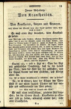 Zweyte Abtheilung. Von Krankheiten.