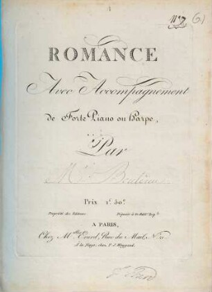 Romance avec accompagnement de forte piano ou harpe