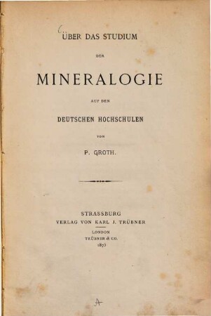 Über das Studium der Mineralogie auf den deutschen Hochschulen
