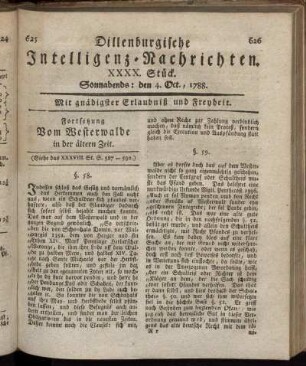 XXXX. Stück. Sonnabends : den 4. Oct., 1788.