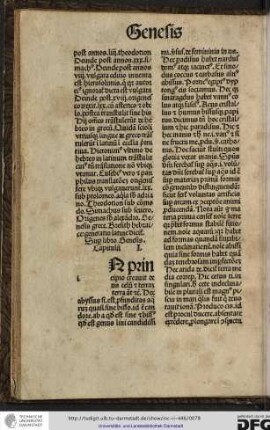 [I]n principio creavit deus... Hec abyssus si est profunditas aquarum quasi sine bisso...