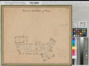 Siegen (Siegen) Ausbau des oberen Schlosses Plan 3 Grundriß 3. Etage 1841/47 60 Fuß = 15,5 cm 41 x 48,5 Zeichnung KSA Nr. 895,3