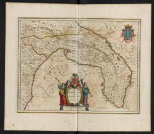 Karte der Region Terra d'Otranto, heute Apulien, Italien, ca. 1:370 000, kolorierter Kupferstich, 1645 : Terra di Otranto olim Salentina et Iapigia / Ioannes Ianssonius Excud. - [Ca. 1:370 000]. - [Amsterdam] : Ioannes Ianssonius, [1645]. - 1 Kt : Kupferst ; 36 x 47 cm. - Maßstab in graph. Form (Milliaria Italica communia, Milliaria Germanica communia)