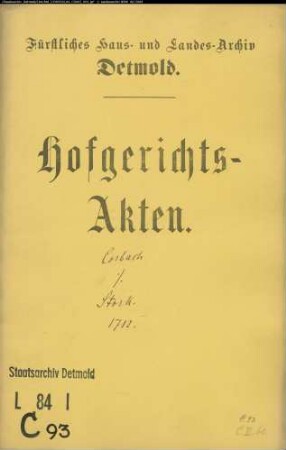 Corbach, Christoph zu Brüntrup gegen Johann Hermann Stock zu Brüntrup - Pferdekauf