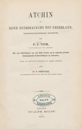 Atchin en zijne betrekkingen tot Nederland, topographisch-historische beschrijving