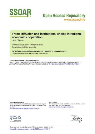 Frame diffusion and institutional choice in regional economic cooperation