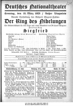 Der Ring des Nibelungen Zweiter Tag: Siegfried