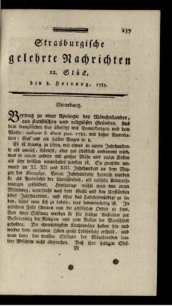 12. Stück, den 8. Hornung, 1783.