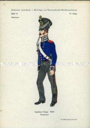 Uniformdarstellung, Sergeant des Ingenieur-Korps, Königreich Hannover, 1840.