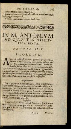 In M. Antonium Ad Quirites Philippica Sexta. Oratio XLIX.