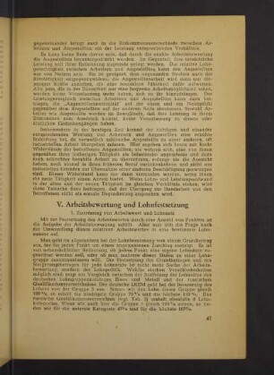 V. Arbeitsbewertung und Lohnfestsetzung