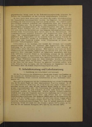 V. Arbeitsbewertung und Lohnfestsetzung