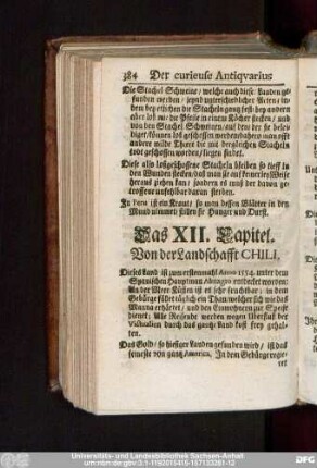 Das XII. Capitel. Von der Landschafft Chili.