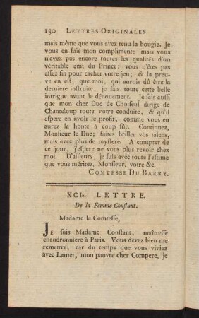 130-142, XCI. - XCVIII. Lettre