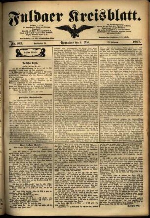 Erste Ausgabe vom Samstag, den 04. Mai 1907.