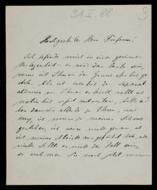 Nr. 3 Brief von Hubert Roetteken an Edward Schröder. Ohne Ort, o. D. [31.1.1888]