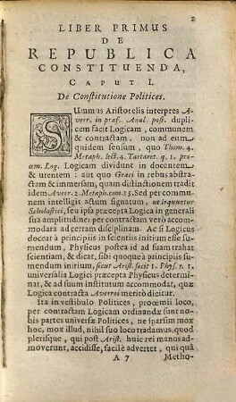 Doctrina politica in genuinam methodum, quae est Aristotelis, reducta, & ex probatissimis quibusque philosophis, oratoribus, iurisconsultis, &c. : cum succincto questionum & materiarum indice