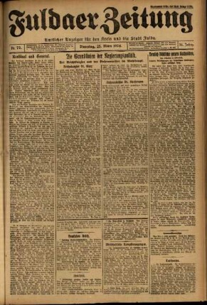 Erste Ausgabe vom Dienstag, den 25. März 1924.