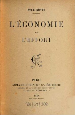 L'économie de l'effort