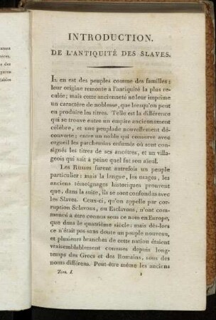 Introduction. De l'antiquité des Slaves