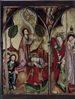 Hofgeismarer Passionsretabel — Linker Flügel - Christus am Ölberg und seine Gefangennahme — Christus am Ölberg