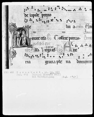 Graduale — Initiale R (orate celi) mit Verkündigung, Folio 119recto