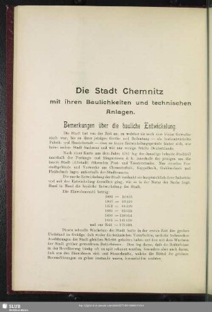 Die Stadt Chemnitz mit ihren Baulichkeiten und technischen Anlagen