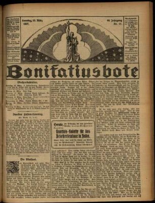 Erste Ausgabe vom Sonntag, den 13. März 1927.