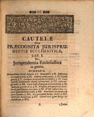 Cautelæ Circa Præcognita Jurisprudentiæ : In Usum Auditorii Thomasiani, [Pars II.]