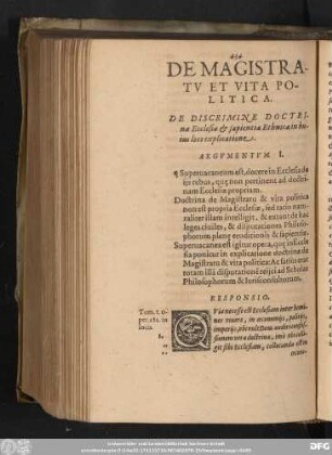 De Discrimine Doctrinae Ecclesiae & sapientia Ethnicae in huius loci explicatione.