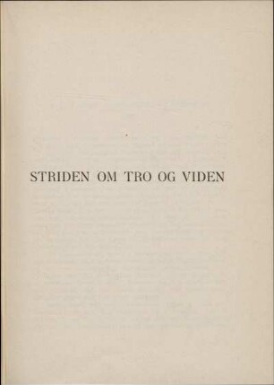 Striden om Tro og Viden