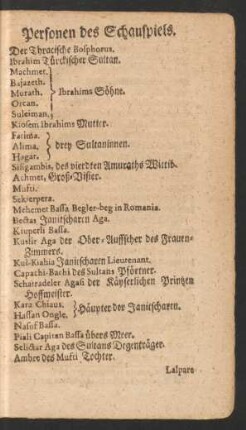 Personen des Schauspiels.