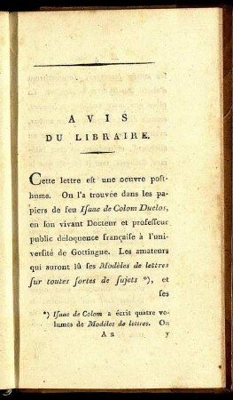 Avis Du Libraire.