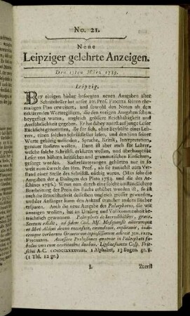 No. 21. Den 13ten März 1789.